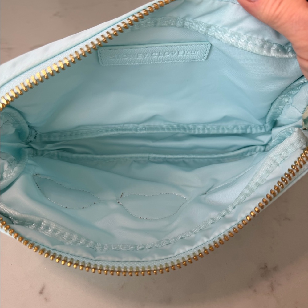 Stoney Clover Lane Light Blue Small Pouch with Rainbow & Pearl Patches - Picture 4 of 4